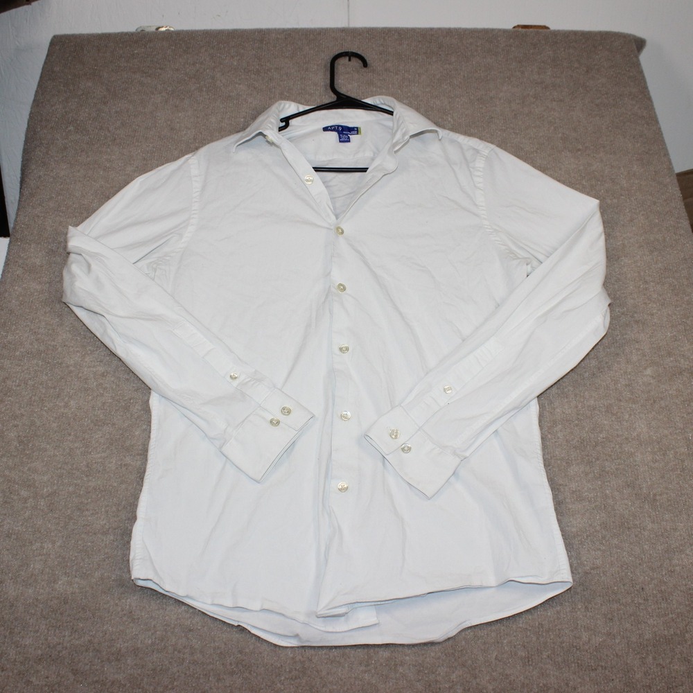 Apt. 9 Mens Slim Fit Long Sleeve Button Down Dress Shirt White M 15-15.5 34/35